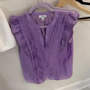 Current Air Purple Ruffle Sleeve Blouse